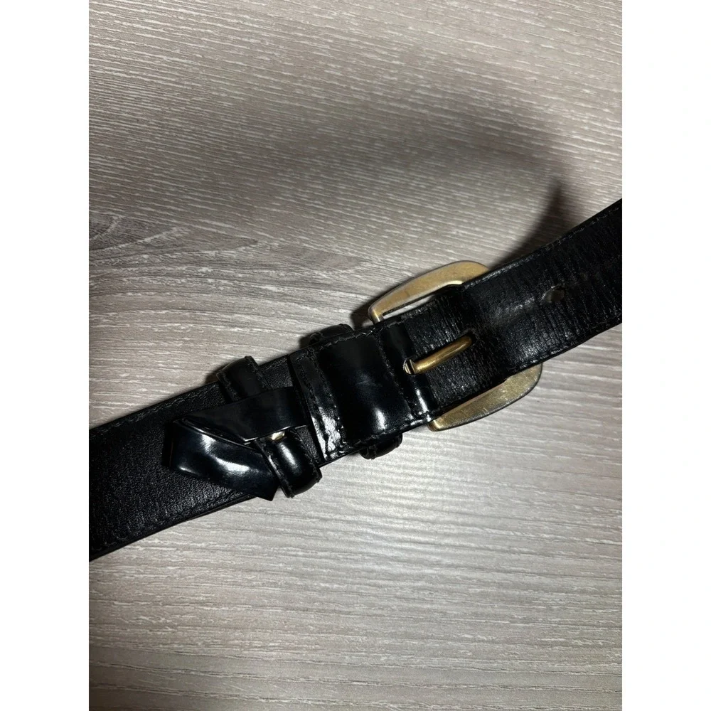 Salvatore Ferragamo Womens Black Leather Gancini Logo Belt Gold Silver Hardware